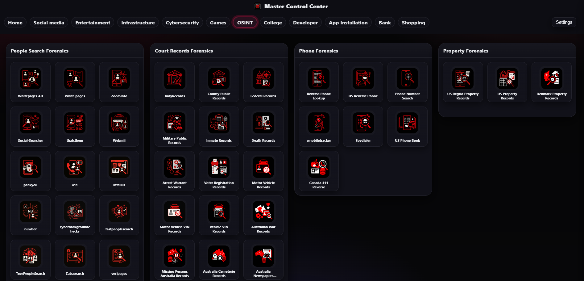 Master Control Center dashboard preview